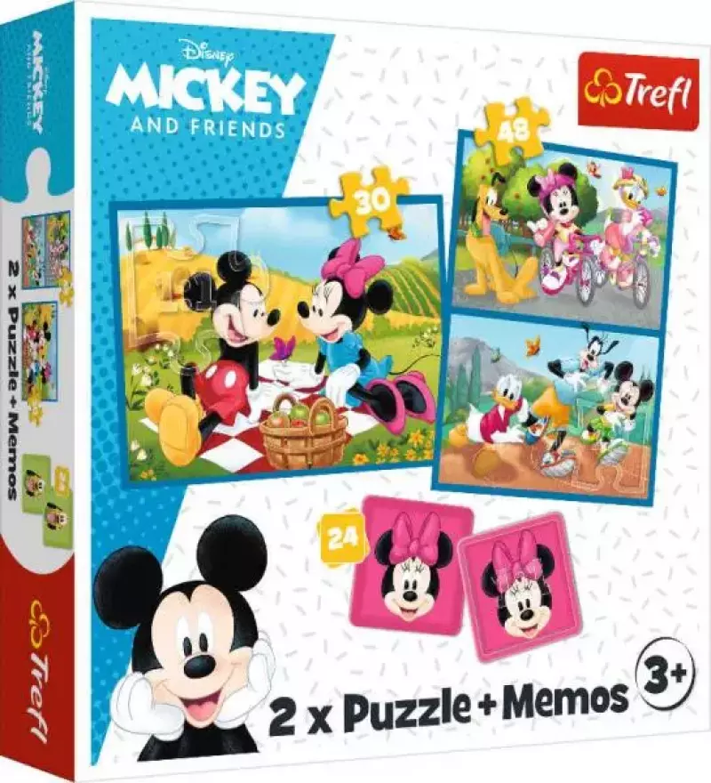 Puzzle 2w1 + memos Poznaj bohaterów Disney TREFL - Trefl