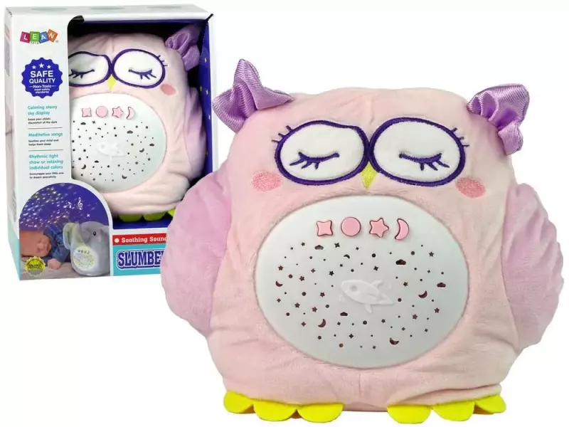 Słodka pluszowa sowa projektor gwiazdki melodia