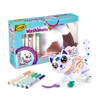 Crayola Figurka do malowania i mycia duża - zestaw zwierzątko 1 szt., flamastry zmywalne 5 szt., szczoteczka Washimals Jumbo Pets Kotka Jenny 3+, zdjęcie 5