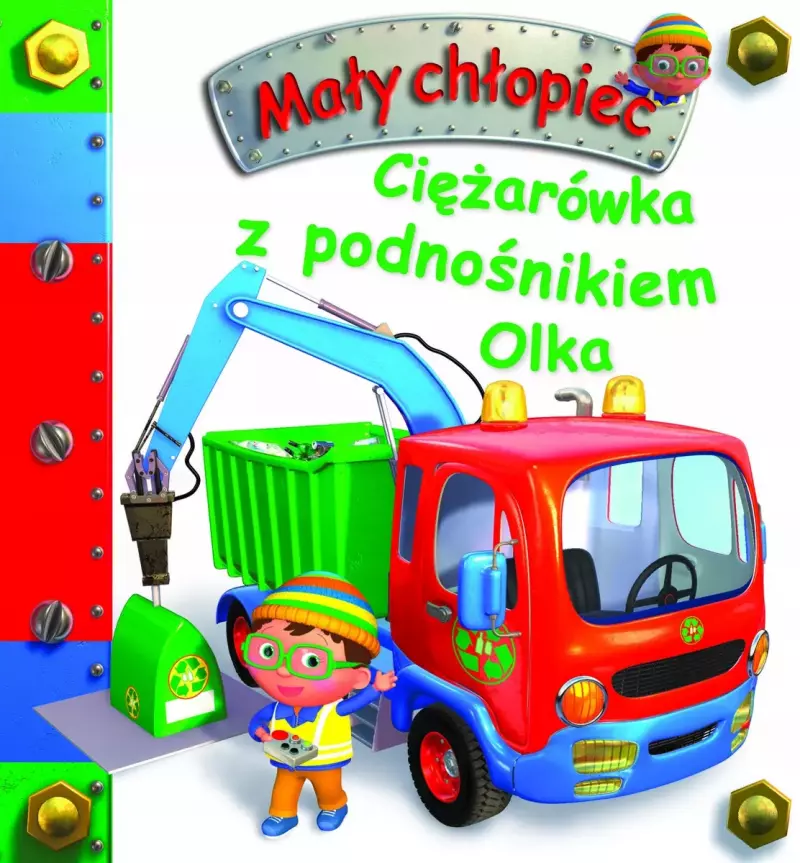 Ciężarówka z podnośnikiem Olka. Mały chłopiec