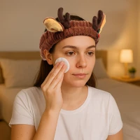 Pluszowa opaska do makijażu - Świąteczny Renifer, zdjęcie 2