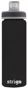 Strigo Bidon butelka na wodę ze słomką i ustnikiem czarny 600 ml - zdjęcie