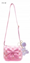 HOT FOCUS 731BT Różowa torebeczka torebka z futerkiem, brelokiem i kokardą - zdjęcie