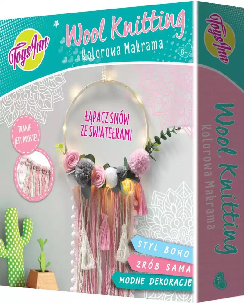 Makrama - łapacz snów ze światłem