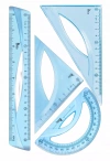 ZESTAW GEOMETRYCZNY NIEBIESKI Z LINIJKĄ 20CM - zdjęcie