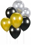 Bukiet balonowy B&C, złoto-srebrno-czarny (7 sztuk) - zdjęcie