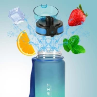 Butelka na wodę z miarką 600 ml, niebiesko-zielona, zdjęcie 4