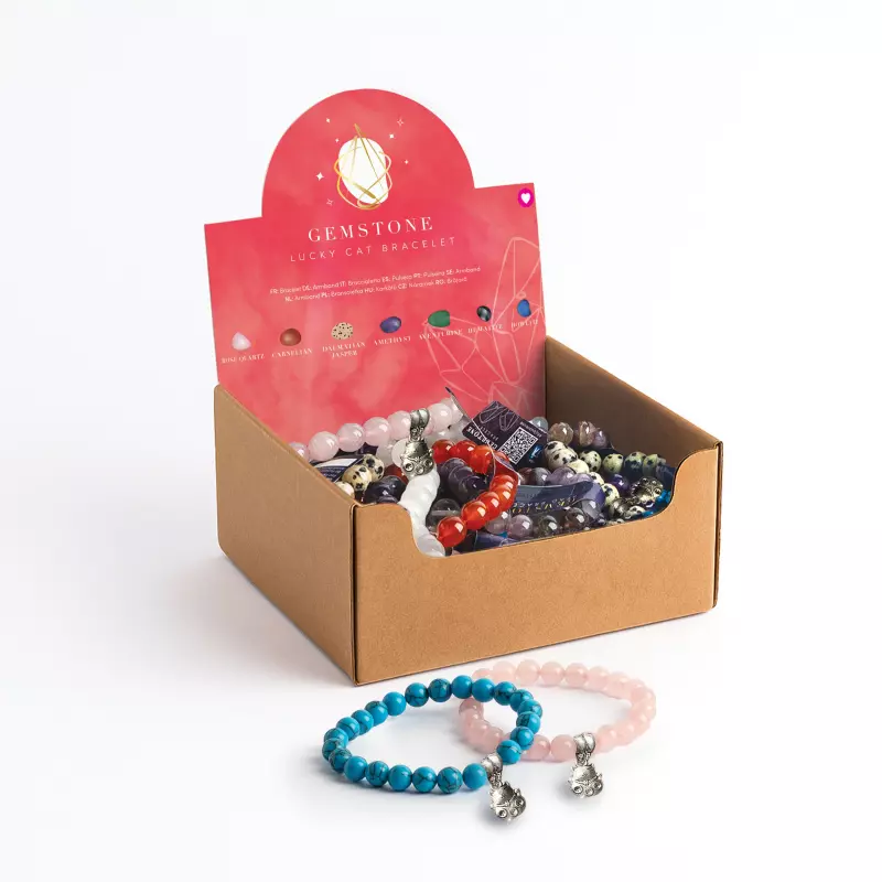 Bransoletka z okrągłych kamieni szlachetnych z zawieszką