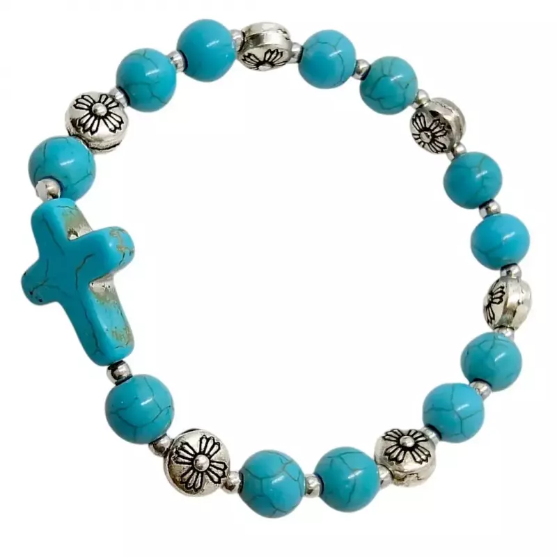 Bransoletka turkus z krzyżykiem