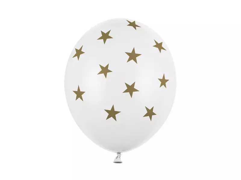 Balony 30cm, Gwiazdki, Pastel Pure White (1 op. / 6 szt.)