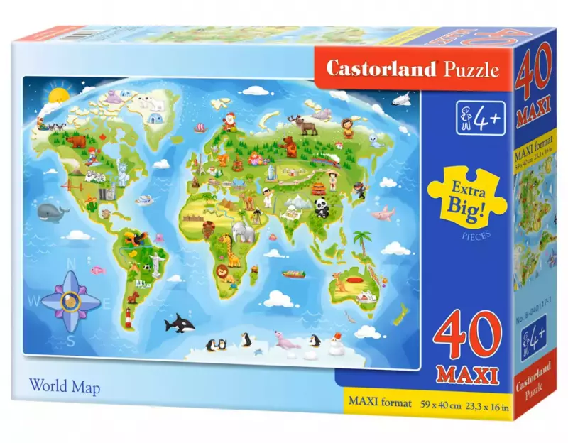 Puzzle maxi 40 elementów. Mapa świata