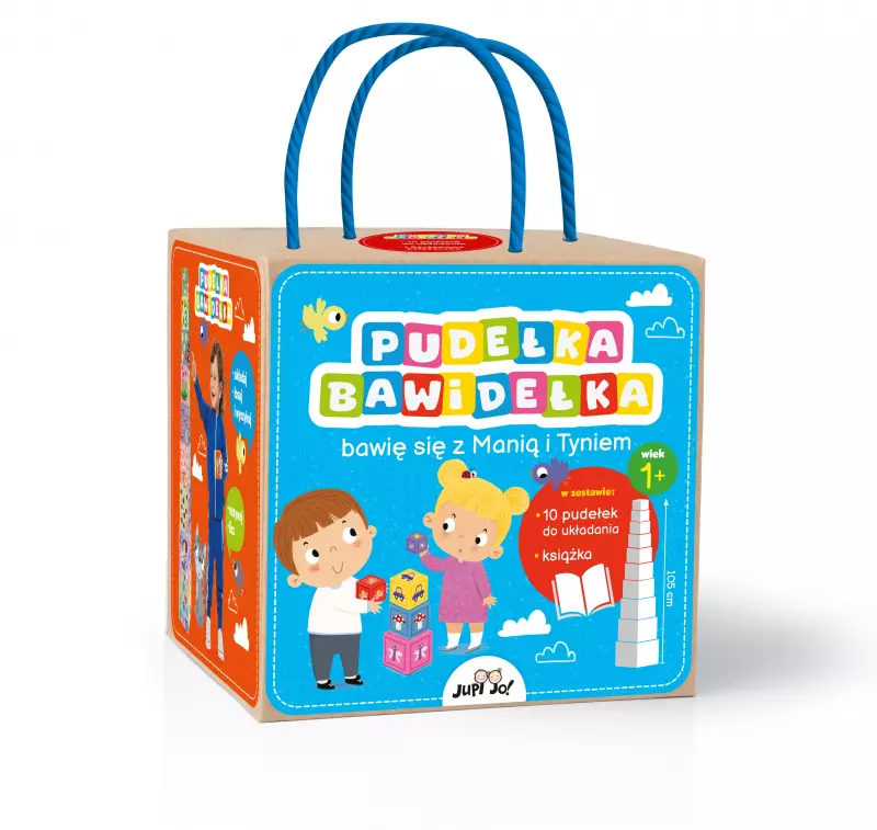 Pudełka bawidełka. Bawię się z Manią i Tyniem. Zestaw 10 pudełek do układania i kartonowa książeczka