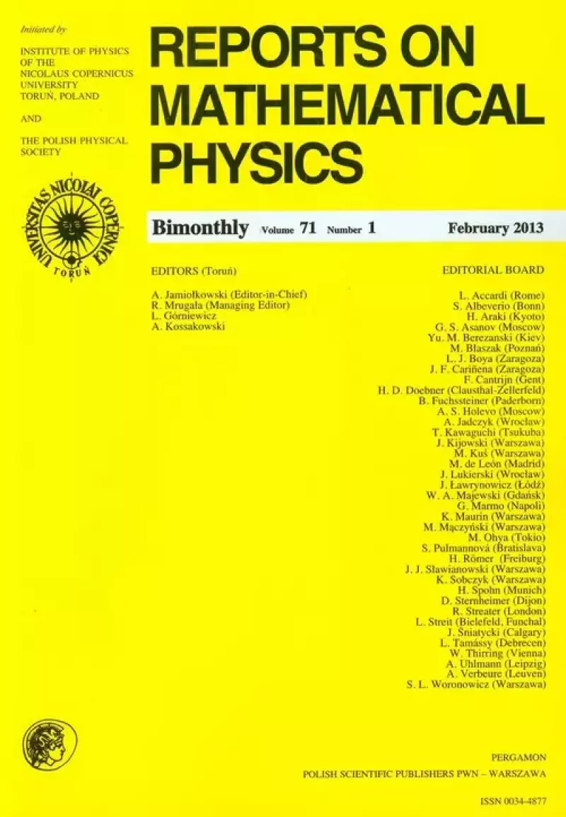 Reports on Mathematical Physics 54/1 wer.eksp. Reports on Mathematical Physics 54/1 wer.eksp.