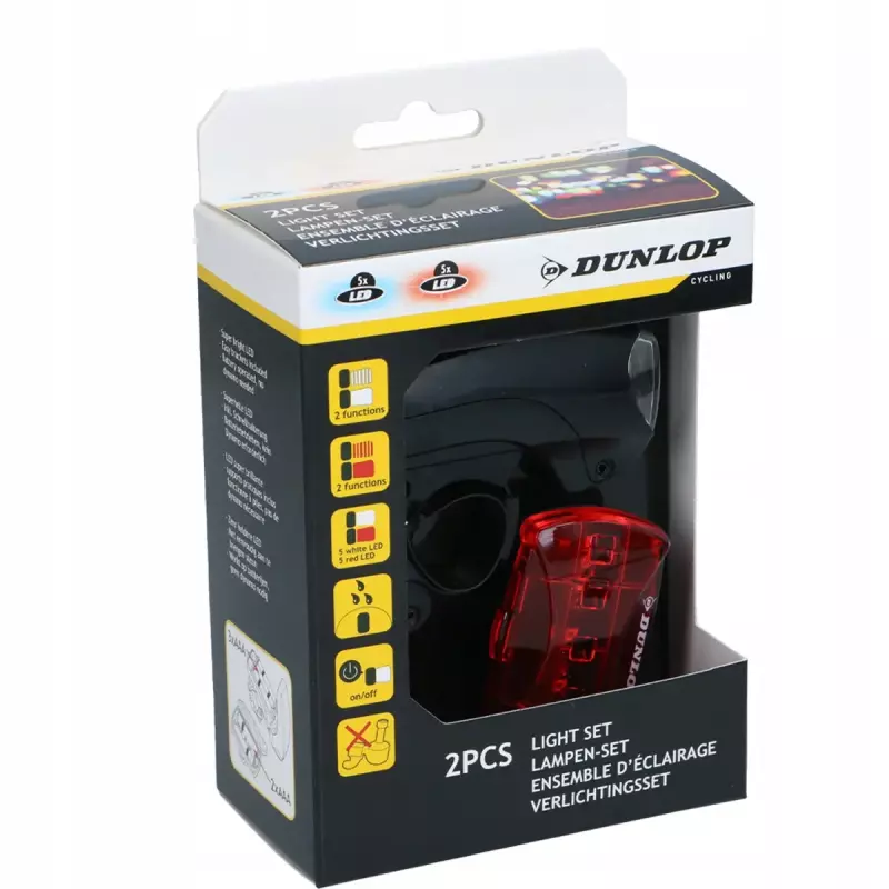 Zestaw Lamp Rowerowych LED Przód Tył Dunlop
