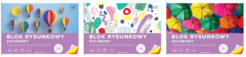 Blok rysunkowy kolorowy A4 20 kartek, mix wzorów