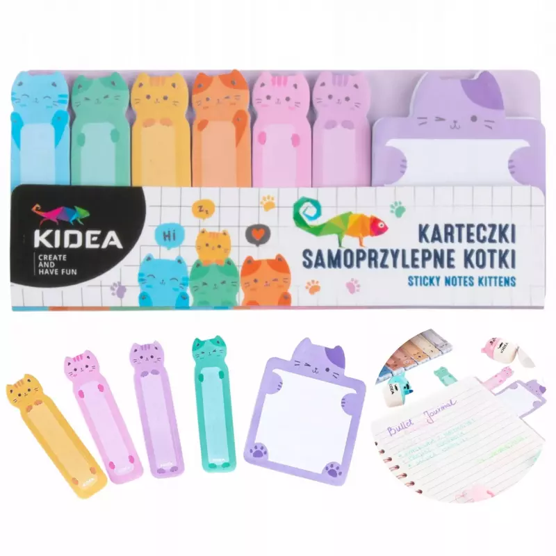 Karteczki samoprzylepne zakładki indeksujące notesik KOTKI Kidea Karteczki samoprzylepne zakładki indeksujące notesik KOTKI Kidea