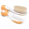 Szczotka z naturalnym włosiem + grzebień, pomarańczowa - zdjęcie