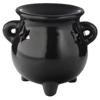 Ceramiczny podgrzewacz olejków w kształcie kociołka "Eden" - duży, czarny, zdjęcie 4