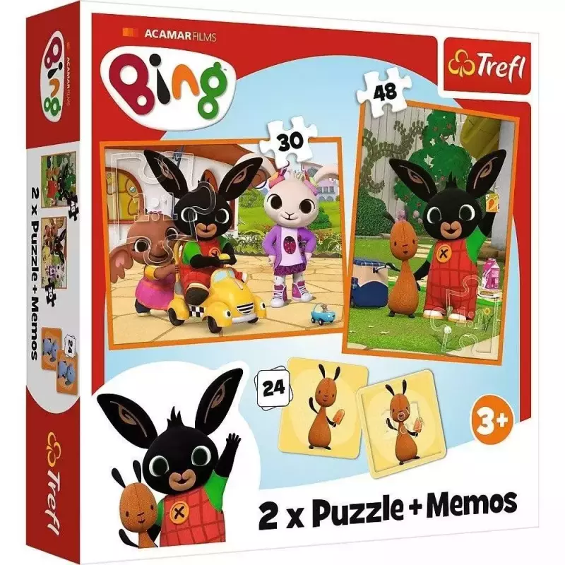 Puzzle 2w1 Memos Trefl Bing z Przyjaciolmi pudełko