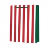 Torba prezentowa STRIGO PARTY w biało-czerwone paski,17,9x22,5x10 - zdjęcie