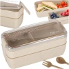 Lunch box śniadaniówka pudełko śniadaniowe z przegródkami dzielone 750ml beżowe - zdjęcie