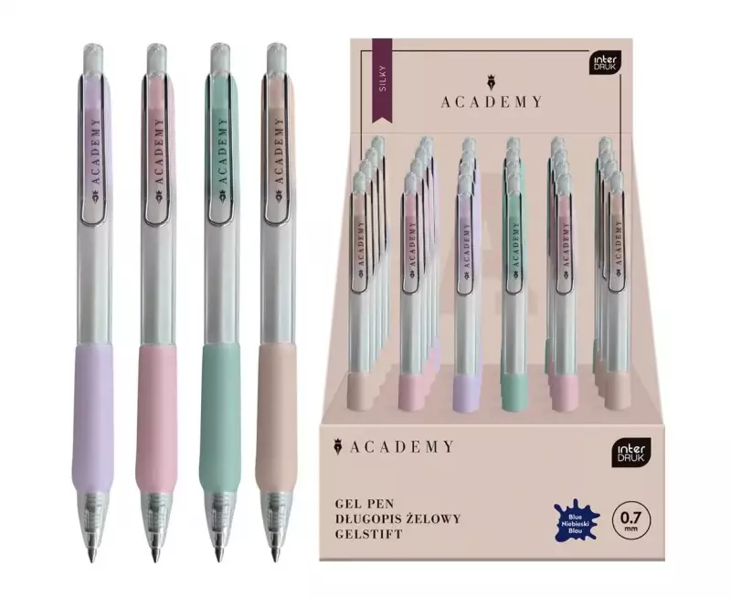 Długopis automatyczny żelowy z gripem, Silky Academy