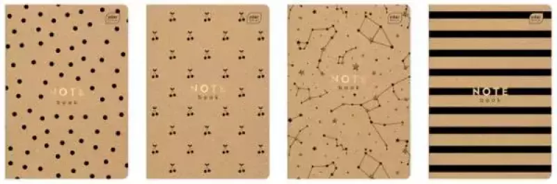 Zeszyt A5  Kraft Eco, 32 karti w kratkę, mix wzorów