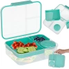 Lunch box śniadaniówka pudełko śniadaniowe z przegródkami dzielone 2200ml miętowe - zdjęcie