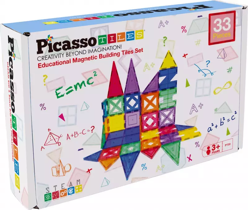 Klocki magnetyczne konstrukcyjne edukacyjne 33 el Picasso Tiles duże