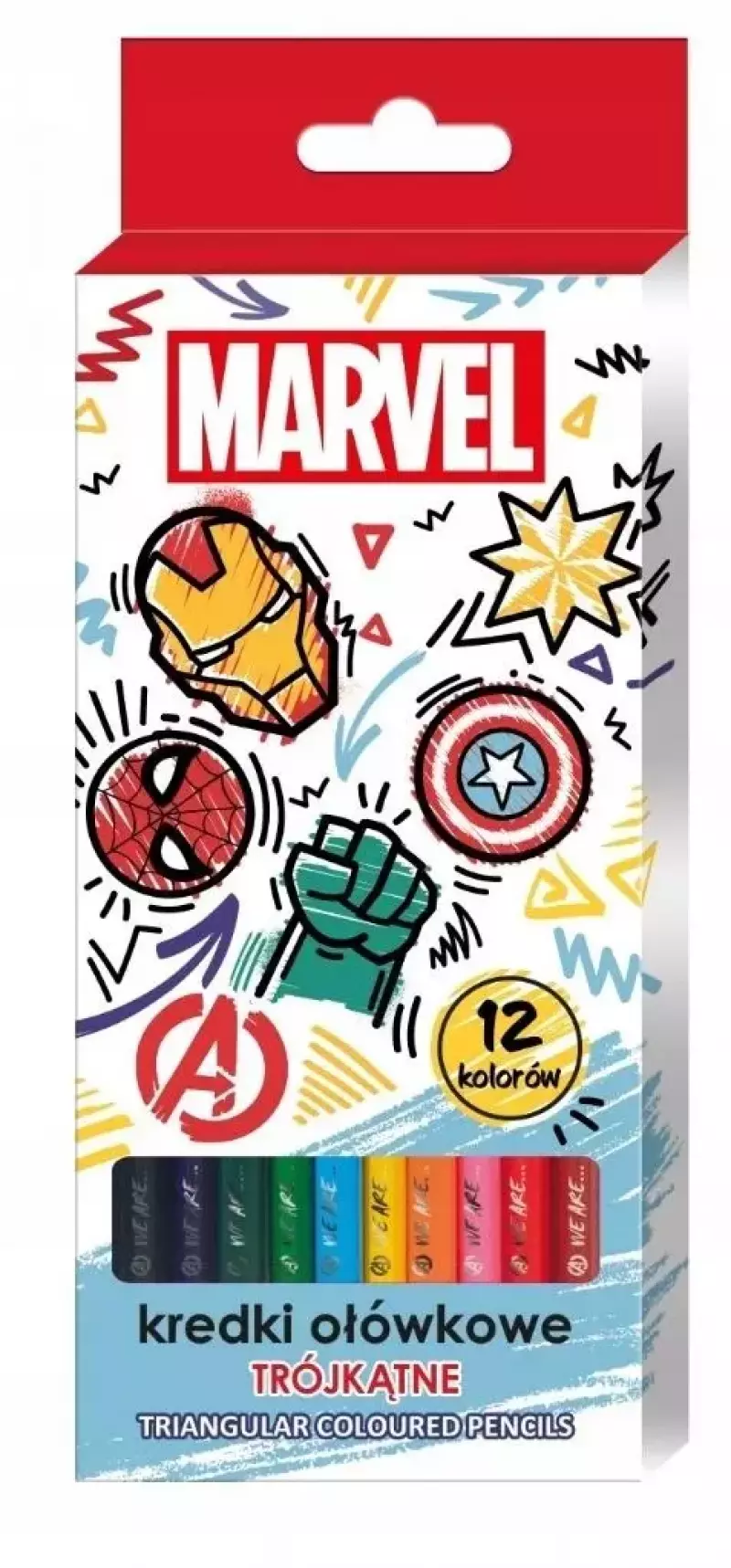 Kredki ołówkowe trójkątne Avengers 12 kolorów