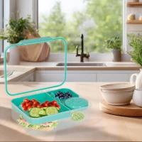 Lunch box śniadaniówka pudełko śniadaniowe z przegródkami dzielone 2200ml miętowe, zdjęcie 11