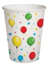 Kubki papierowe 250 ml, balony (8 sztuk) - zdjęcie
