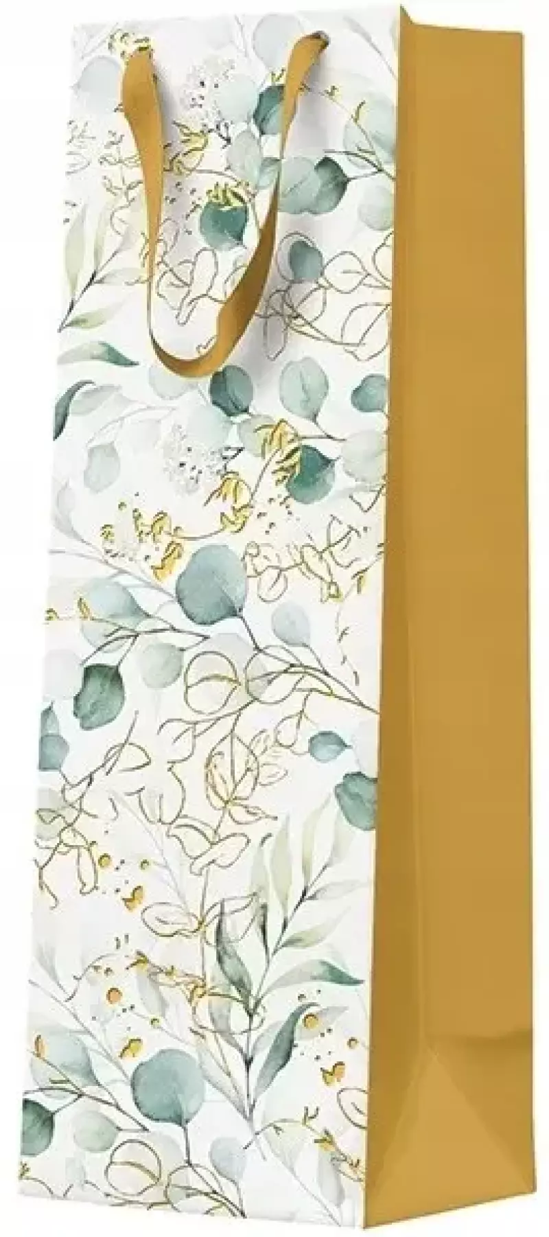 Torebka na Prezenty Prezentowa na Butelkę Wino Eukaliptus Boho 12x10x37cm