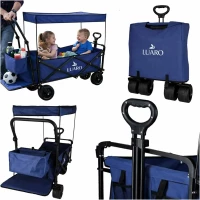 Wózek transportowy LUARO plażowy składany z daszkiem i siatką 120l granatowy, zdjęcie 12