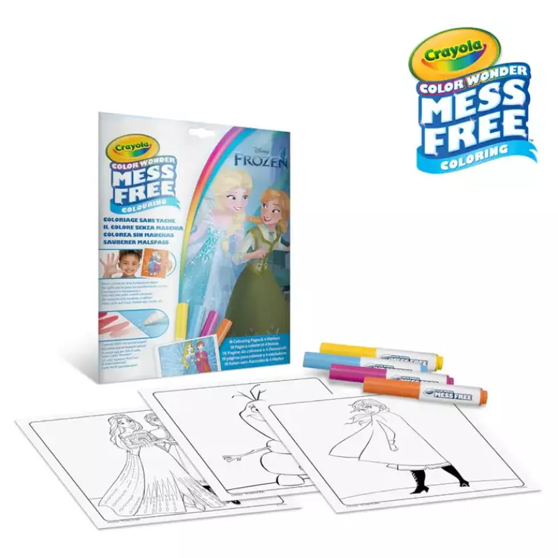 Crayola Kolorowanka dla dzieci i 4 niebrudzące magiczne flamastry Color Wonder Mess Free Kraina Lodu 3+