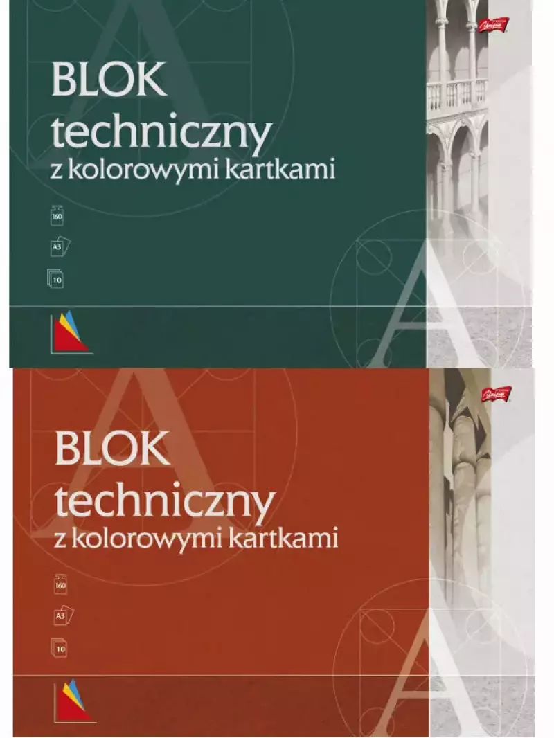 Blok techniczny z kolorowymi kartkami A3, 10 kartek