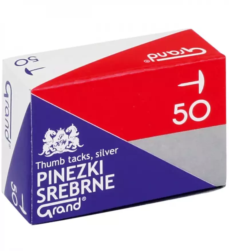 Pinezki srebrne (10 opakowań po 50 sztuk)