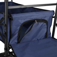 Wózek transportowy LUARO plażowy składany z daszkiem i siatką 120l granatowy, zdjęcie 2