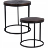 Zestaw Stolików Kawowych Loft Metal Drewno Okrągłe Boczne 38/43CM - zdjęcie