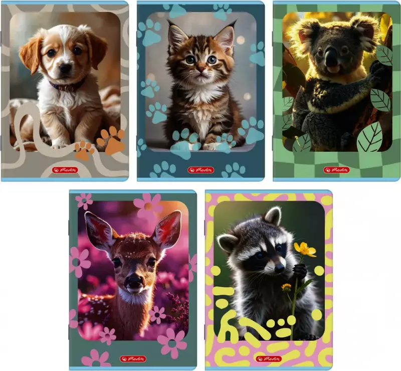 Zeszyt Herlitz Standard Animals A5/32 kartek Linia PodwÓjna Kolorowa