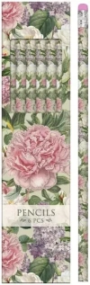 Ołówki ozdobne STPEN40 piwonie i róże 6 sztuk - zdjęcie