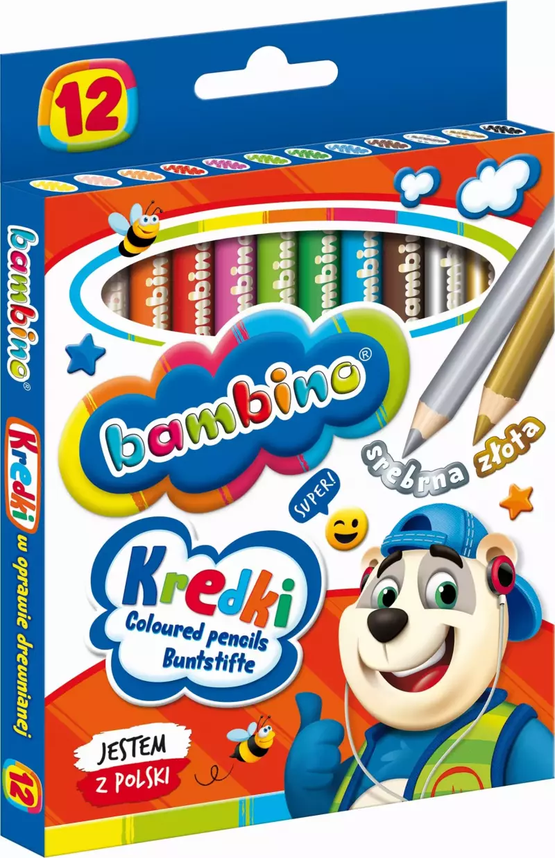 Kredki drewniane Bambino (12 kolorów)