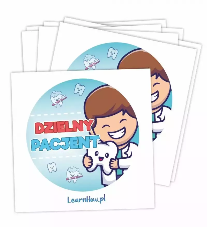 Naklejki Dzielny pacjent - Dentysta 60mm 60szt Naklejki Dzielny pacjent - Dentysta 60mm 60szt