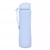 Bidon silikonowy Pump 600 ml pudrowy niebieski - zdjęcie