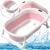 Wanienka do kąpieli składana antypoślizgowe różowa - zdjęcie
