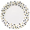 Talerzyki papierowe 23 cm, złoto-czarne confetti (8 sztuk) - zdjęcie