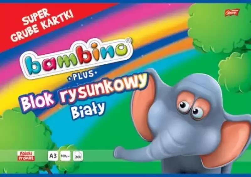 Blok rysunkowy biały,  A3 Bambino