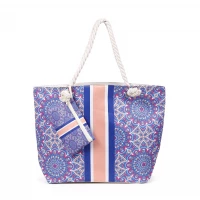 Torba plażowa z niebieską mandalą i woreczkiem zapinanym na zamek, zdjęcie 2