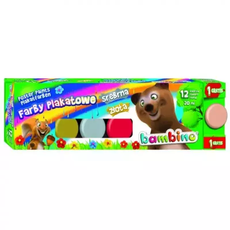Farby plakatowe Bambino, 12 kolorów