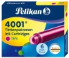 Naboje krótkie Pelikan 4001 TP/6, różówe (6 sztuk) - zdjęcie